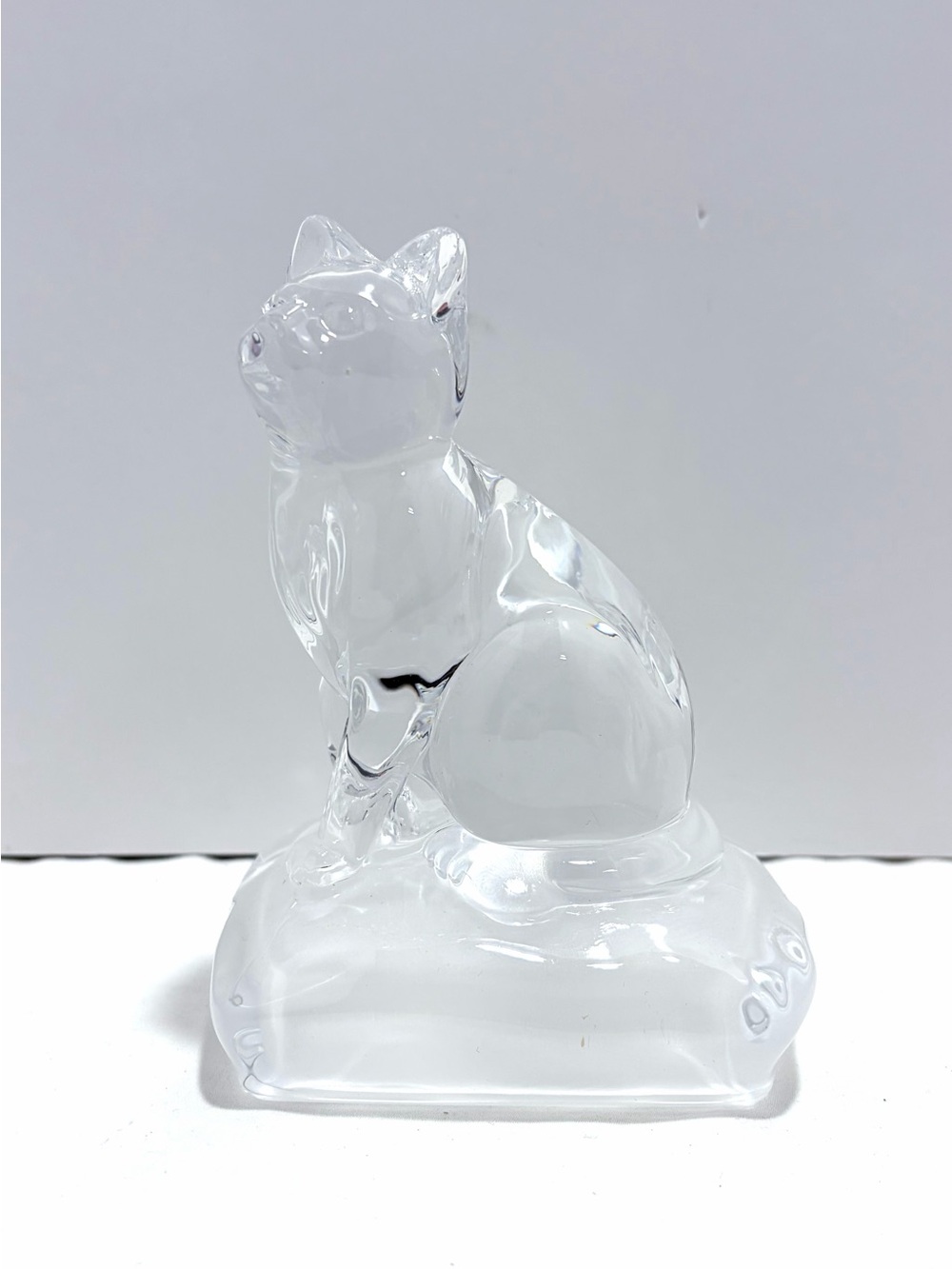 Vintage Cristal d'Arques Clear Glass Cat Decorative Ornament 24% Lead Crystal